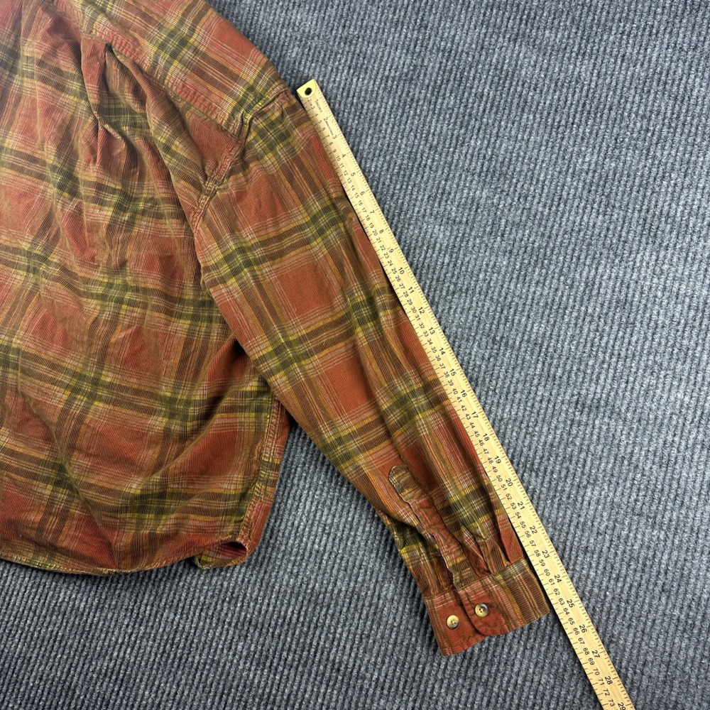Territory Ahead Mens Large Red Plaid Corduroy Long Sleeve Button Down Shirt L - Picture 8 of 9